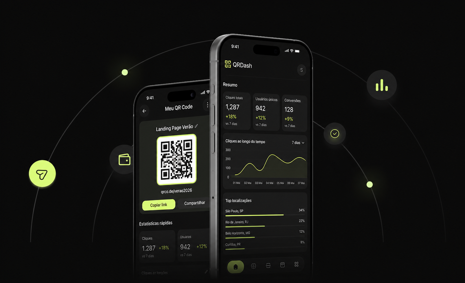 Preview mobile de dashboard para QR Codes